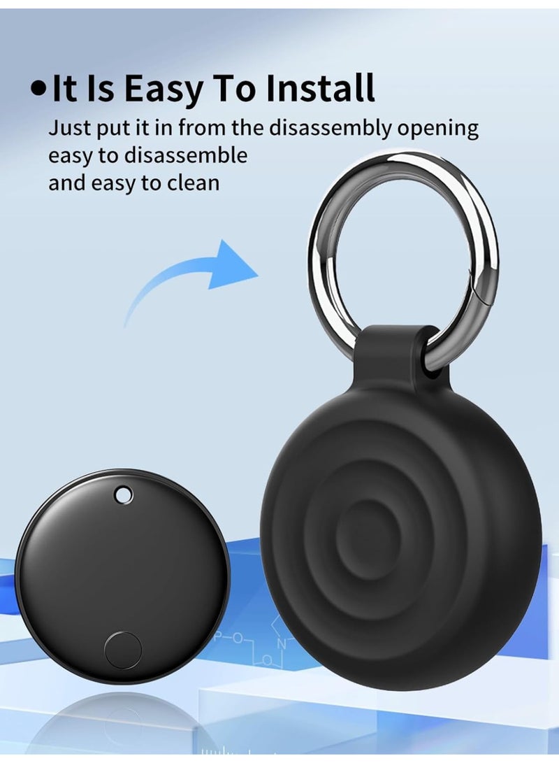 Protective Case Compatible with AirTags, Waterproof TPU Holder Case, Shockproof Anti-Scratch Cover with Keyring and Metal Catabiner, Tag Holder Protective Cover for Kids, Key, Bag, Luggage (Black D) - Image 5